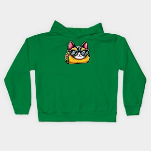 Chic Taco Cat with Shades Kids Hoodie